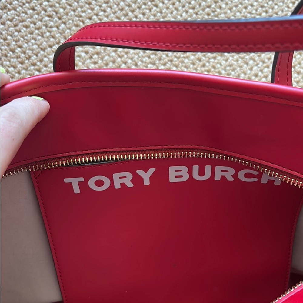 Tory Burch Gemini Link Red Blue Tote Bag Purse - Picture 10 of 10